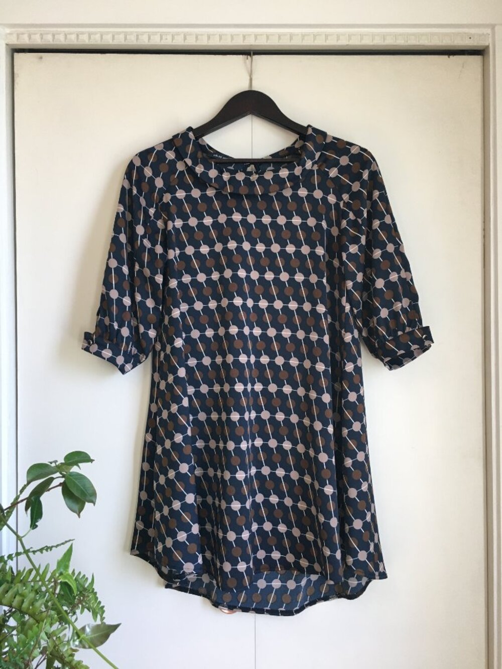 Atomic 70s Folded Collar Mod Dress Made in Italy - S